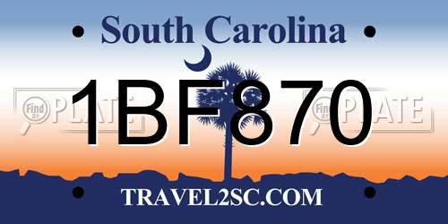 1BF870 South Carolina License Plate