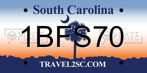 1BFS70 South Carolina License Plate