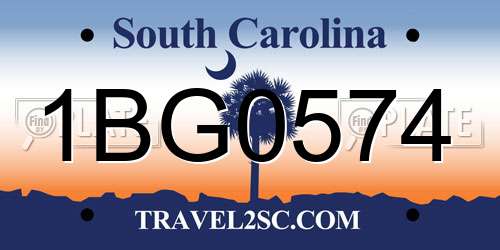 1BG0574 South Carolina License Plate