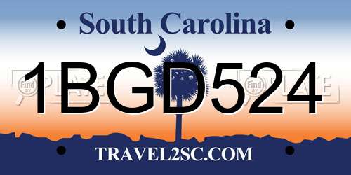 1BGD524 South Carolina License Plate