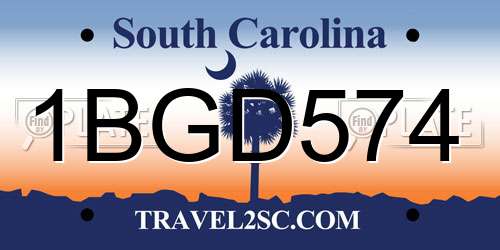 1BGD574 South Carolina License Plate