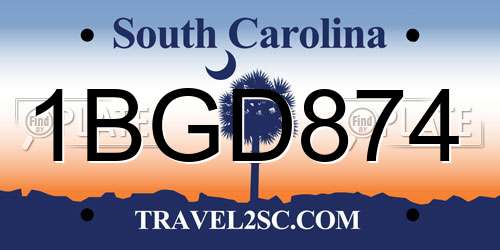 1BGD874 South Carolina License Plate
