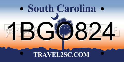 1BGO824 South Carolina License Plate