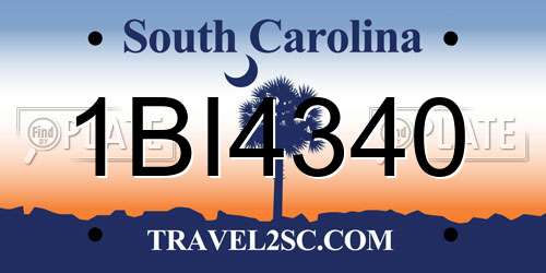 1BI4340 South Carolina License Plate