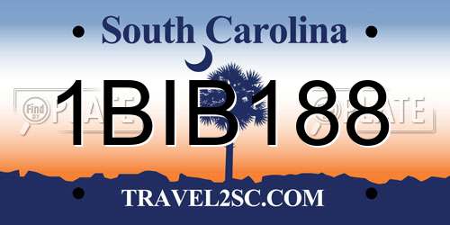 1BIB188 South Carolina License Plate