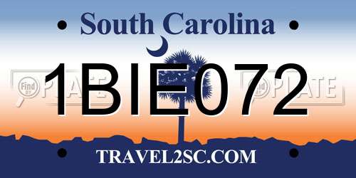 1BIE072 South Carolina License Plate
