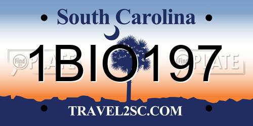 1BIO197 South Carolina License Plate