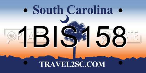 1BIS158 South Carolina License Plate