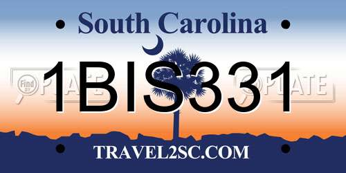 1BIS331 South Carolina License Plate