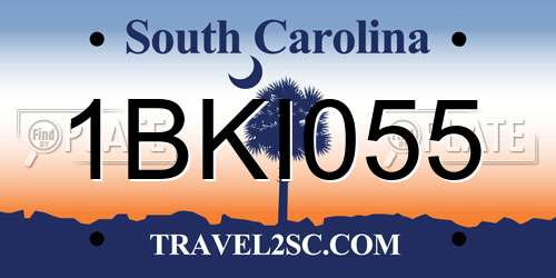 1BKI055 South Carolina License Plate