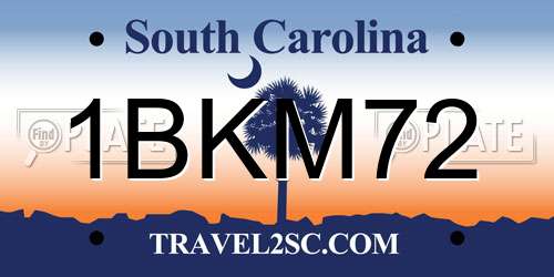 1BKM72 South Carolina License Plate