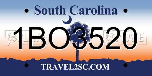 1BO3520 South Carolina License Plate