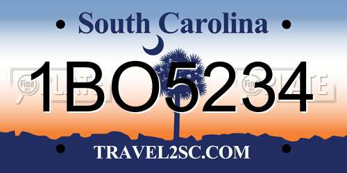 1BO5234 South Carolina License Plate