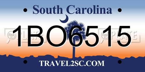 1BO6515 South Carolina License Plate