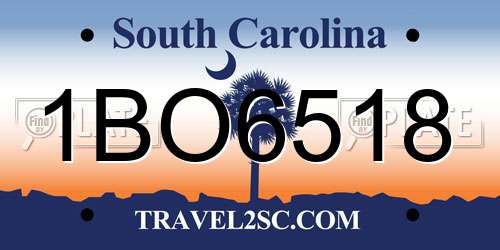 1BO6518 South Carolina License Plate