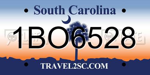 1BO6528 South Carolina License Plate