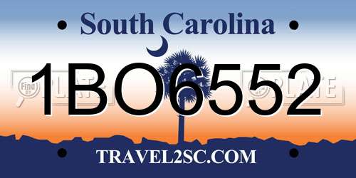 1BO6552 South Carolina License Plate