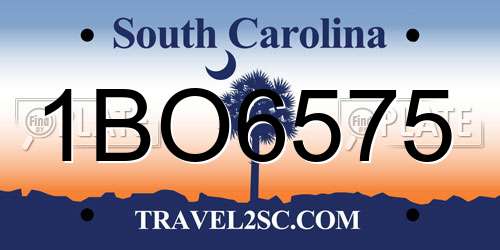 1BO6575 South Carolina License Plate