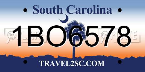 1BO6578 South Carolina License Plate