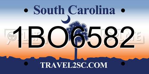1BO6582 South Carolina License Plate
