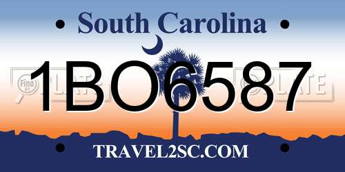 1BO6587 South Carolina License Plate