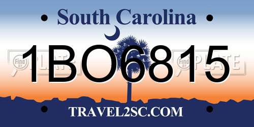 1BO6815 South Carolina License Plate