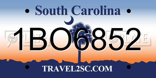1BO6852 South Carolina License Plate