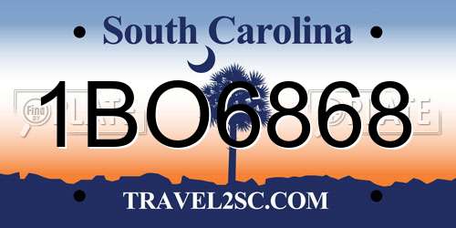 1BO6868 South Carolina License Plate