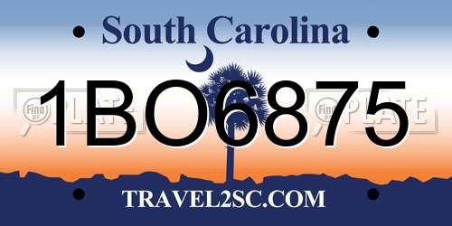 1BO6875 South Carolina License Plate