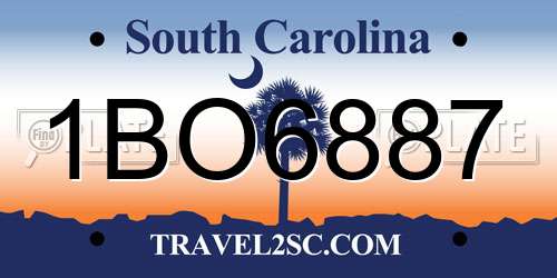1BO6887 South Carolina License Plate