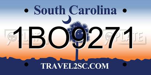1BO9271 South Carolina License Plate