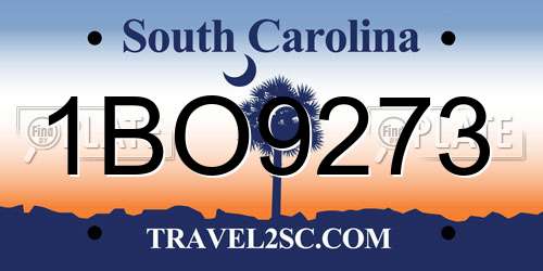 1BO9273 South Carolina License Plate