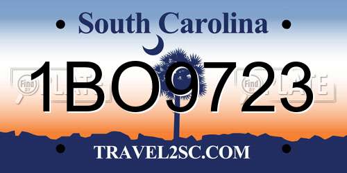 1BO9723 South Carolina License Plate
