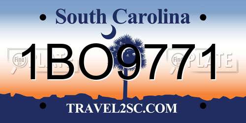 1BO9771 South Carolina License Plate