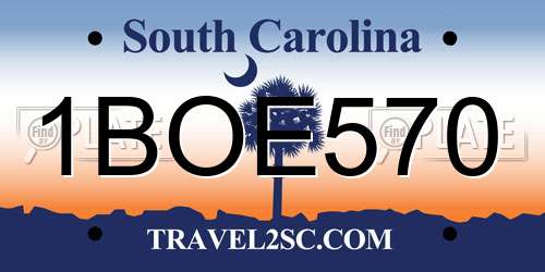 1BOE570 South Carolina License Plate