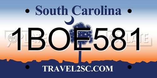 1BOE581 South Carolina License Plate
