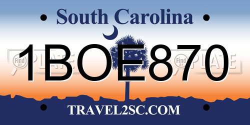 1BOE870 South Carolina License Plate