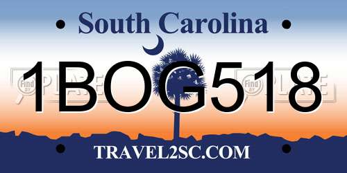 1BOG518 South Carolina License Plate