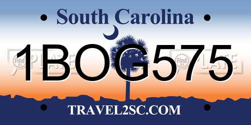 1BOG575 South Carolina License Plate