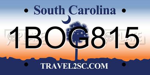 1BOG815 South Carolina License Plate