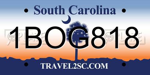 1BOG818 South Carolina License Plate