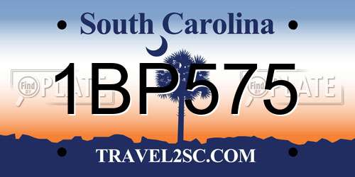 1BP575 South Carolina License Plate