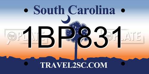 1BP831 South Carolina License Plate
