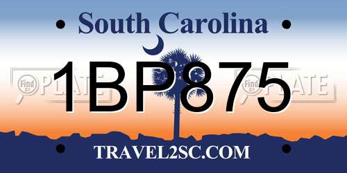 1BP875 South Carolina License Plate