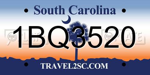 1BQ3520 South Carolina License Plate