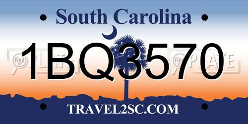 1BQ3570 South Carolina License Plate