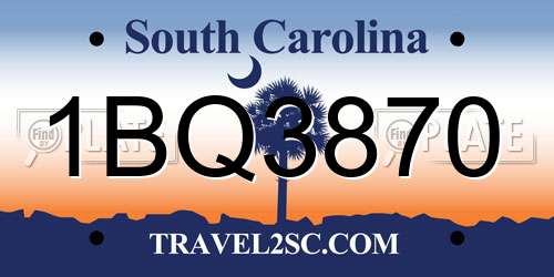 1BQ3870 South Carolina License Plate