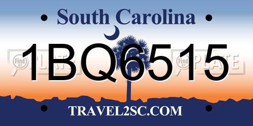 1BQ6515 South Carolina License Plate