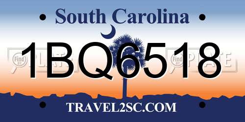 1BQ6518 South Carolina License Plate