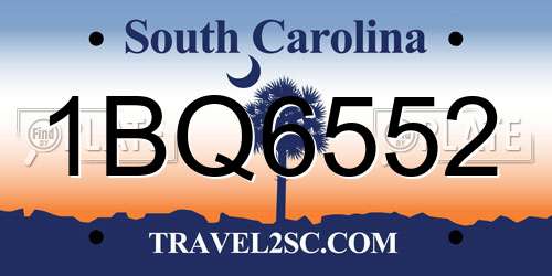 1BQ6552 South Carolina License Plate